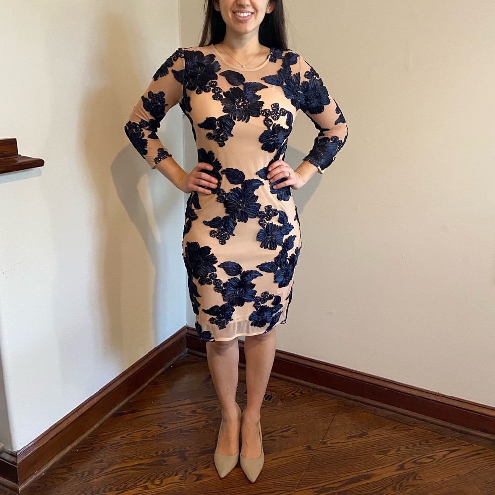 Navy and tan dress